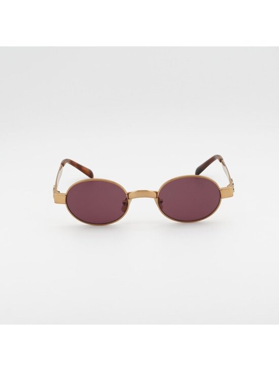 Miu Miu MUB51S 7OE30Y Sunglasses Brass Oval Frame, Dark Violet Lenses main image 5